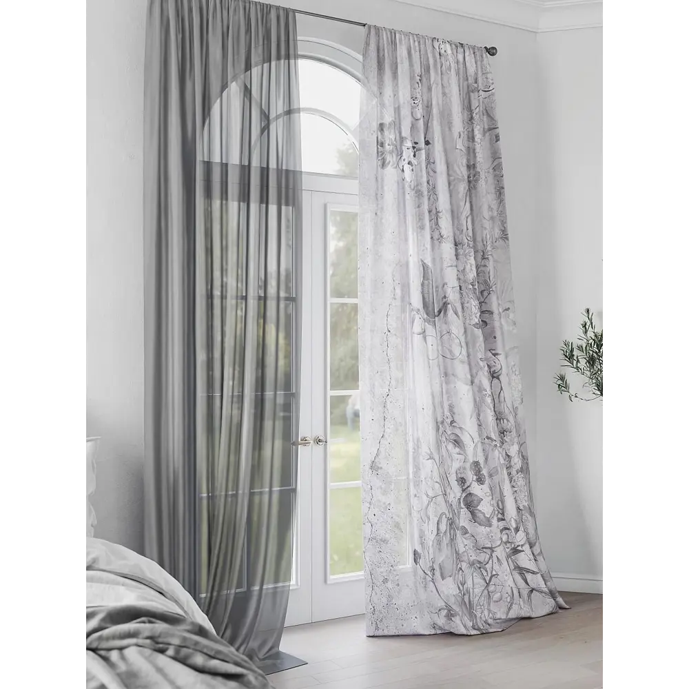 Фото 2 Комплект штор на шторной ленте Comfy Way Шолнерс 150x250 см цвет серый Фото 2 Комплект штор на шторной ленте Comfy Way Шолнерс 150x250 см цвет серый