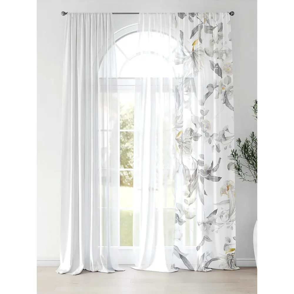 Фото 3 Комплект штор на шторной ленте Comfy Way Ралифрос 150x250 см цвет белый Фото 3 Комплект штор на шторной ленте Comfy Way Ралифрос 150x250 см цвет белый