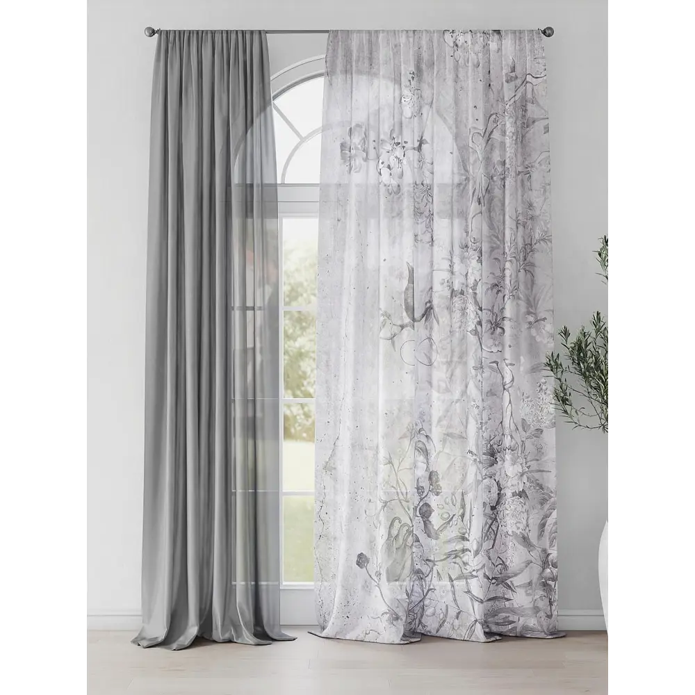 Фото 3 Комплект штор на шторной ленте Comfy Way Шолнерс 150x250 см цвет серый Фото 3 Комплект штор на шторной ленте Comfy Way Шолнерс 150x250 см цвет серый