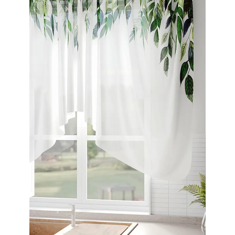 Фото 4 Тюль на шторной ленте Comfy Way Рифанор 300x130 см цвет белый Фото 4 Тюль на шторной ленте Comfy Way Рифанор 300x130 см цвет белый