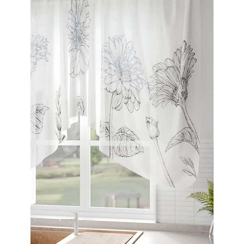 Фото 4 Тюль на шторной ленте Comfy Way Манвирес 300x130 см цвет белый Фото 4 Тюль на шторной ленте Comfy Way Манвирес 300x130 см цвет белый