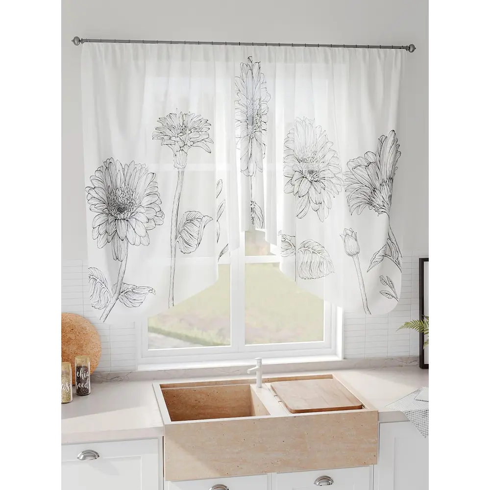 Фото 3 Тюль на шторной ленте Comfy Way Манвирес 300x130 см цвет белый Фото 3 Тюль на шторной ленте Comfy Way Манвирес 300x130 см цвет белый