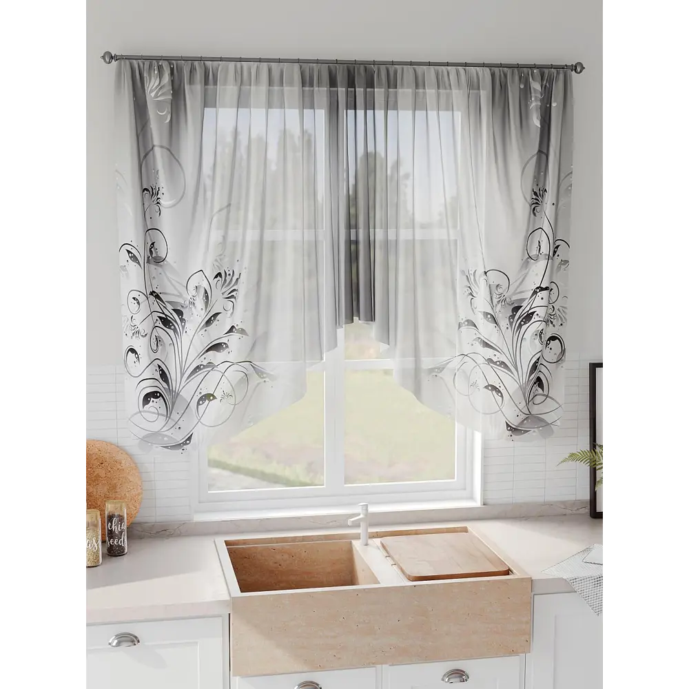 Фото 4 Тюль на шторной ленте Comfy Way Рафолт 300x130 см цвет серый Фото 4 Тюль на шторной ленте Comfy Way Рафолт 300x130 см цвет серый
