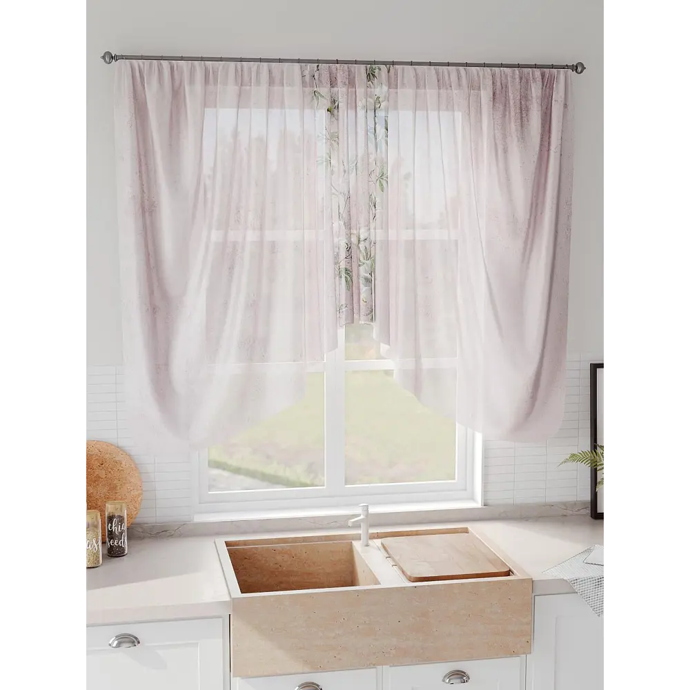 Фото 4 Тюль на шторной ленте Comfy Way Бертилс 300x130 см цвет розовый Фото 4 Тюль на шторной ленте Comfy Way Бертилс 300x130 см цвет розовый