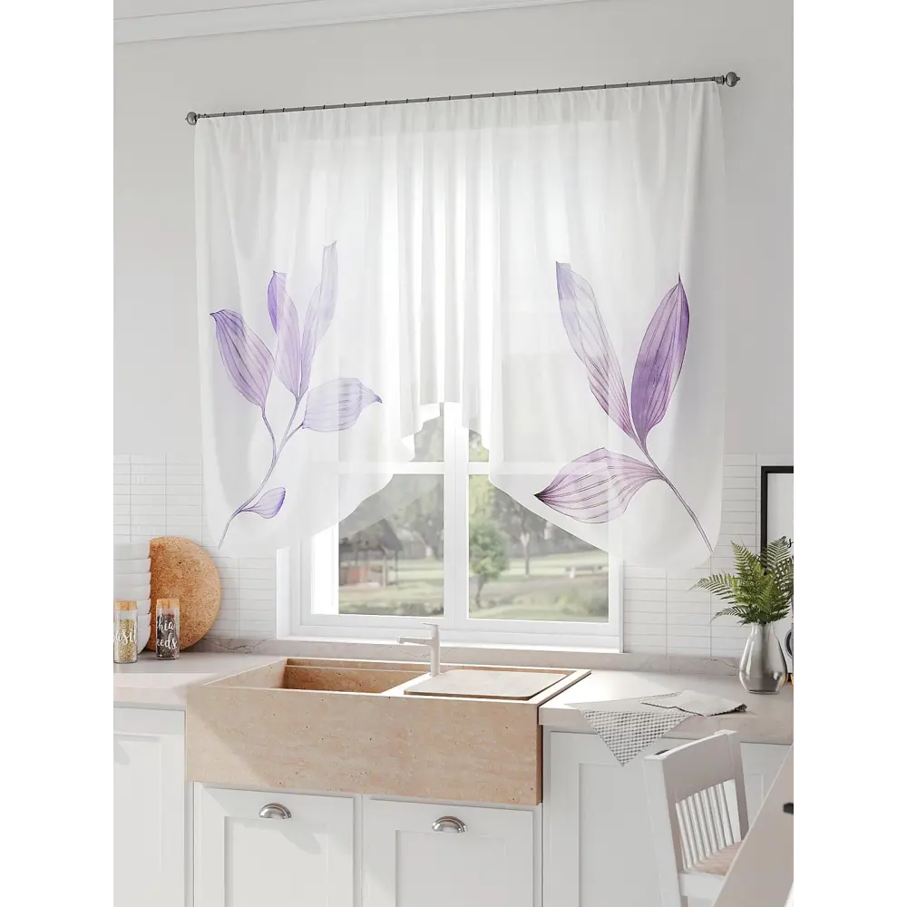 Фото 2 Тюль на шторной ленте Comfy Way Мартикас 300x130 см цвет белый Фото 2 Тюль на шторной ленте Comfy Way Мартикас 300x130 см цвет белый