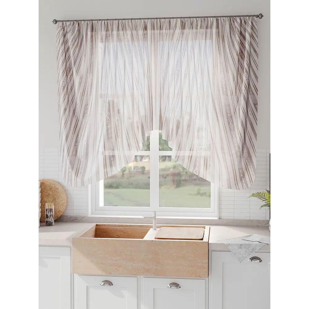 Фото 6 Тюль на шторной ленте Comfy Way Мирилитор 300x130 см цвет бежевый Фото 6 Тюль на шторной ленте Comfy Way Мирилитор 300x130 см цвет бежевый