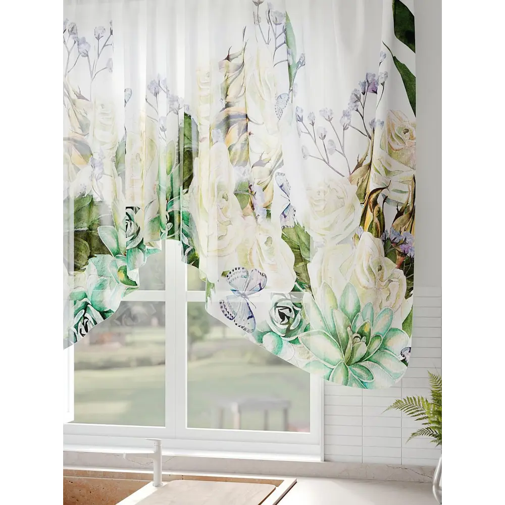 Фото 7 Тюль на шторной ленте Comfy Way Лоргвирис 300x130 см цвет белый Фото 7 Тюль на шторной ленте Comfy Way Лоргвирис 300x130 см цвет белый