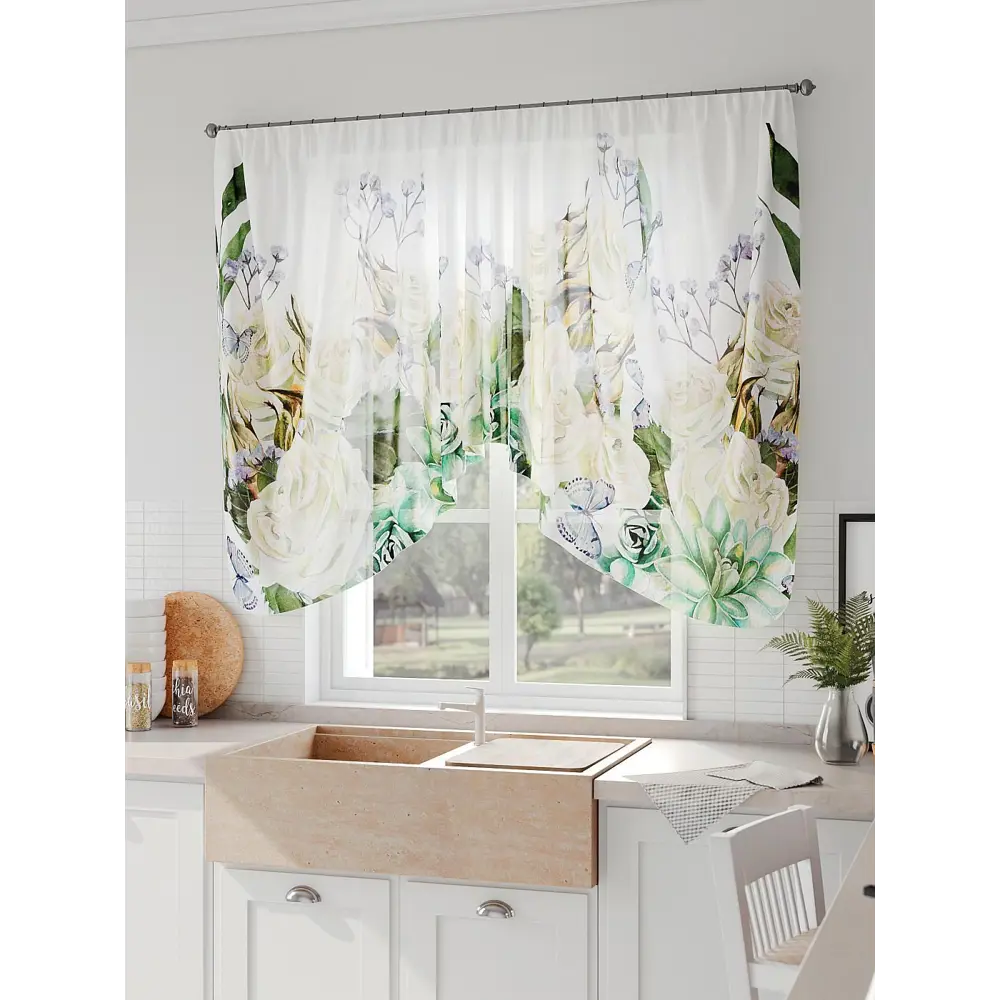 Фото 2 Тюль на шторной ленте Comfy Way Лоргвирис 300x130 см цвет белый Фото 2 Тюль на шторной ленте Comfy Way Лоргвирис 300x130 см цвет белый
