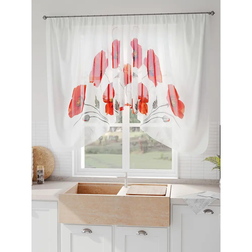 Фото 6 Тюль на шторной ленте Comfy Way Рилинорис 300x130 см цвет белый Фото 6 Тюль на шторной ленте Comfy Way Рилинорис 300x130 см цвет белый