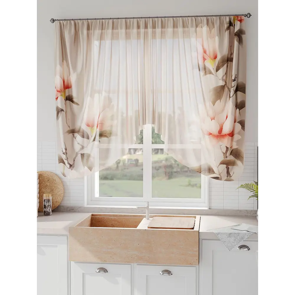 Фото 5 Тюль на шторной ленте Comfy Way Фиролирс 300x130 см цвет бежевый Фото 5 Тюль на шторной ленте Comfy Way Фиролирс 300x130 см цвет бежевый