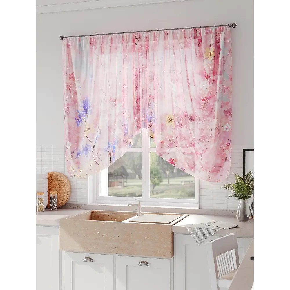 Фото 2 Тюль на шторной ленте Comfy Way Ронфрит 300x130 см цвет розовый Фото 2 Тюль на шторной ленте Comfy Way Ронфрит 300x130 см цвет розовый