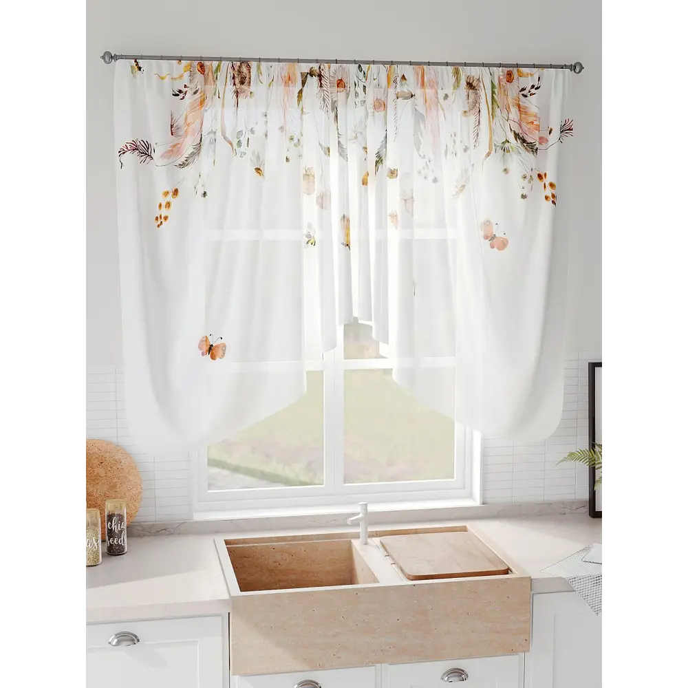 Фото 5 Тюль на шторной ленте Comfy Way Римаринс 300x130 см цвет белый Фото 5 Тюль на шторной ленте Comfy Way Римаринс 300x130 см цвет белый