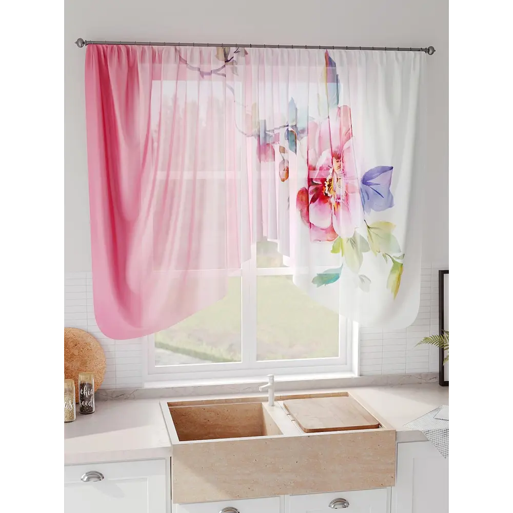 Фото 5 Тюль на шторной ленте Comfy Way Кивелирс 300x130 см цвет розовый Фото 5 Тюль на шторной ленте Comfy Way Кивелирс 300x130 см цвет розовый