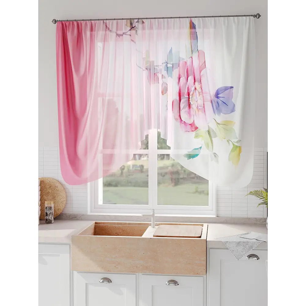 Фото 6 Тюль на шторной ленте Comfy Way Кивелирс 300x130 см цвет розовый Фото 6 Тюль на шторной ленте Comfy Way Кивелирс 300x130 см цвет розовый