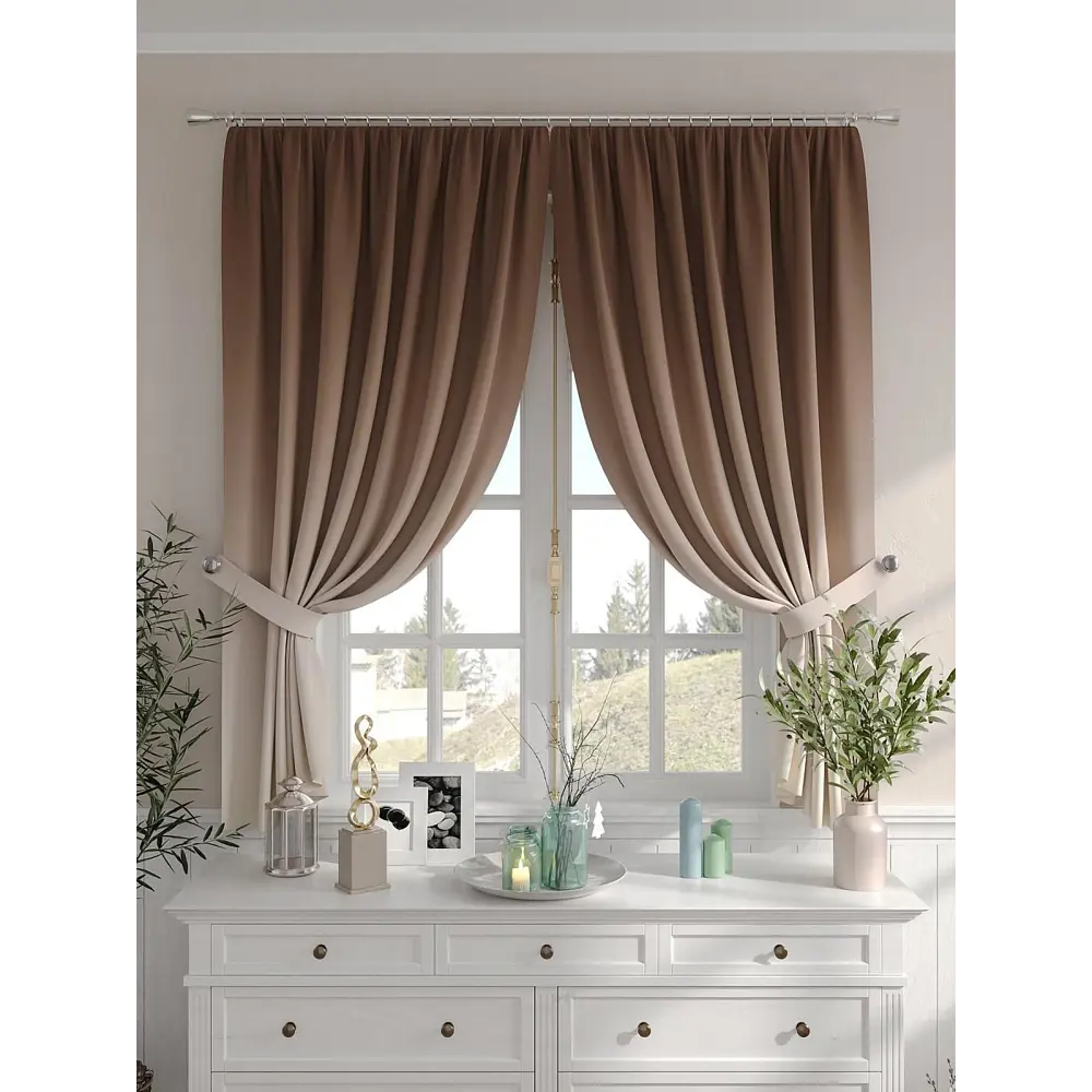 Фото 4 Комплект штор на шторной ленте Comfy Way Тимарис 150x160 см цвет бежевый Фото 4 Комплект штор на шторной ленте Comfy Way Тимарис 150x160 см цвет бежевый