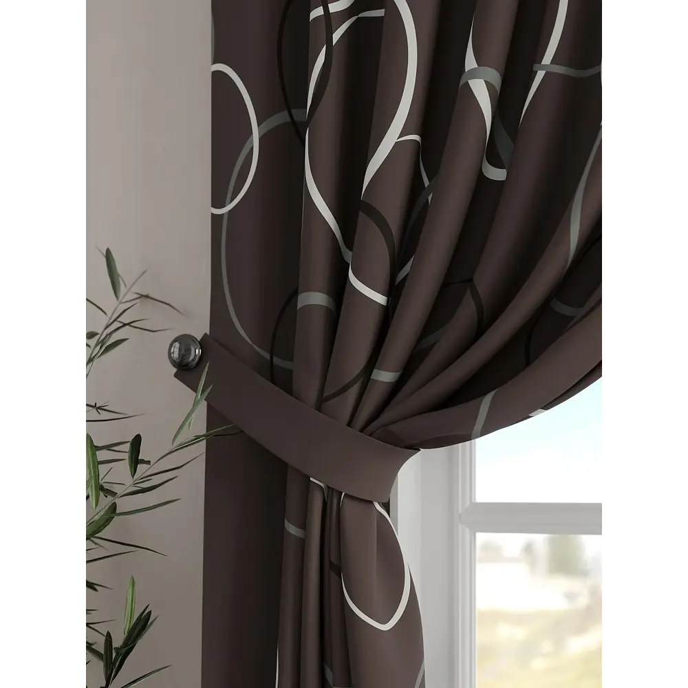 Фото 2 Комплект штор на шторной ленте Comfy Way Вантрел 150x160 см цвет коричневый Фото 2 Комплект штор на шторной ленте Comfy Way Вантрел 150x160 см цвет коричневый