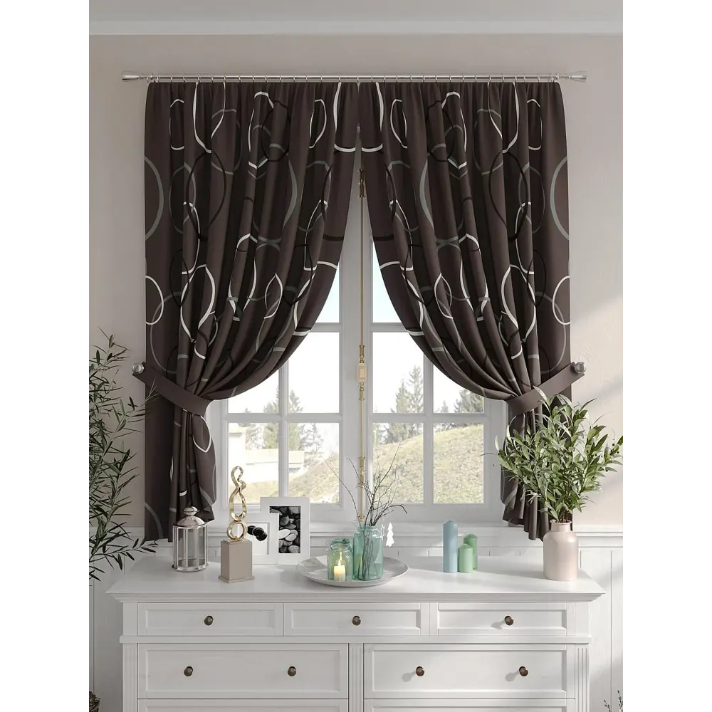 Фото 3 Комплект штор на шторной ленте Comfy Way Вантрел 150x160 см цвет коричневый Фото 3 Комплект штор на шторной ленте Comfy Way Вантрел 150x160 см цвет коричневый