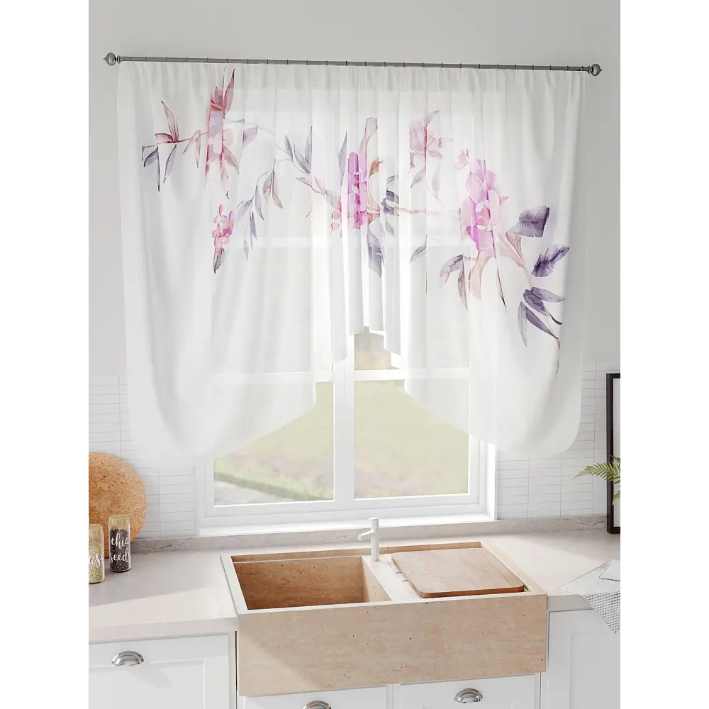 Фото 4 Тюль на шторной ленте Comfy Way Фаритас 300x130 см цвет белый Фото 4 Тюль на шторной ленте Comfy Way Фаритас 300x130 см цвет белый