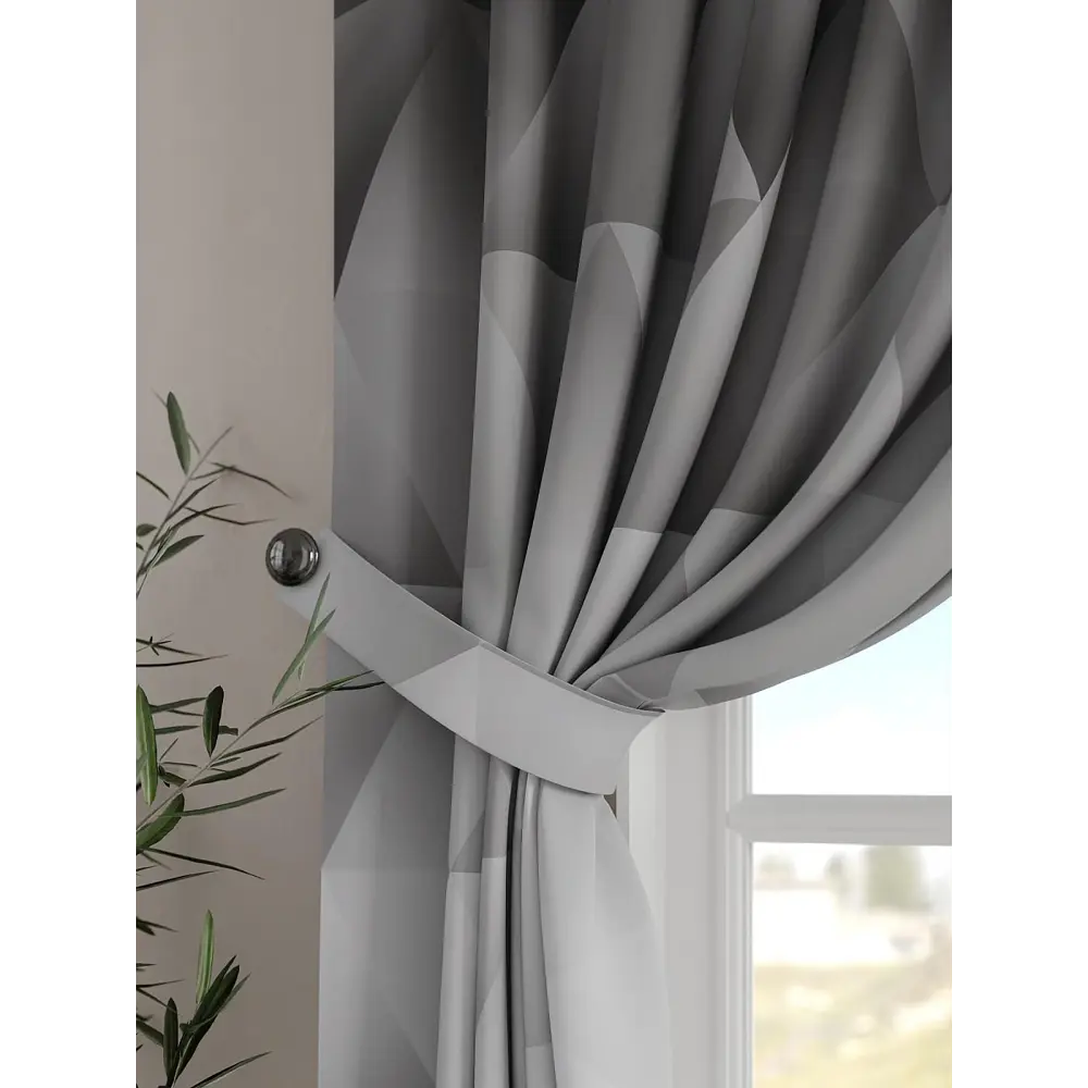 Фото 2 Комплект штор на шторной ленте Comfy Way Шонверс 150x160 см цвет серый Фото 2 Комплект штор на шторной ленте Comfy Way Шонверс 150x160 см цвет серый