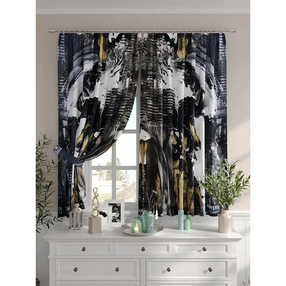 Фото 5 Комплект штор на шторной ленте Comfy Way Римиолор 150x160 см цвет черный Фото 5 Комплект штор на шторной ленте Comfy Way Римиолор 150x160 см цвет черный