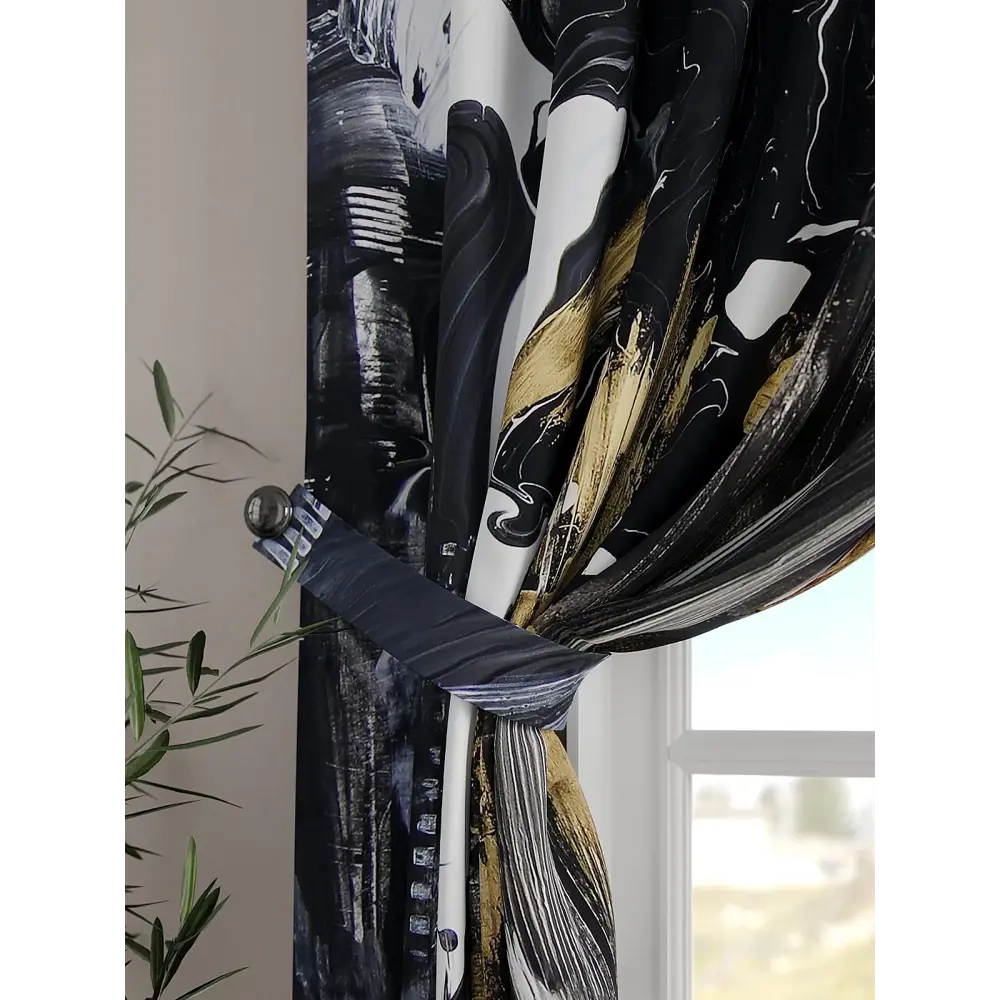 Фото 3 Комплект штор на шторной ленте Comfy Way Римиолор 150x160 см цвет черный Фото 3 Комплект штор на шторной ленте Comfy Way Римиолор 150x160 см цвет черный