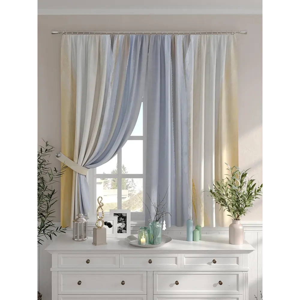 Фото 4 Комплект штор на шторной ленте Comfy Way Лирганвис 150x160 см цвет бежевый Фото 4 Комплект штор на шторной ленте Comfy Way Лирганвис 150x160 см цвет бежевый