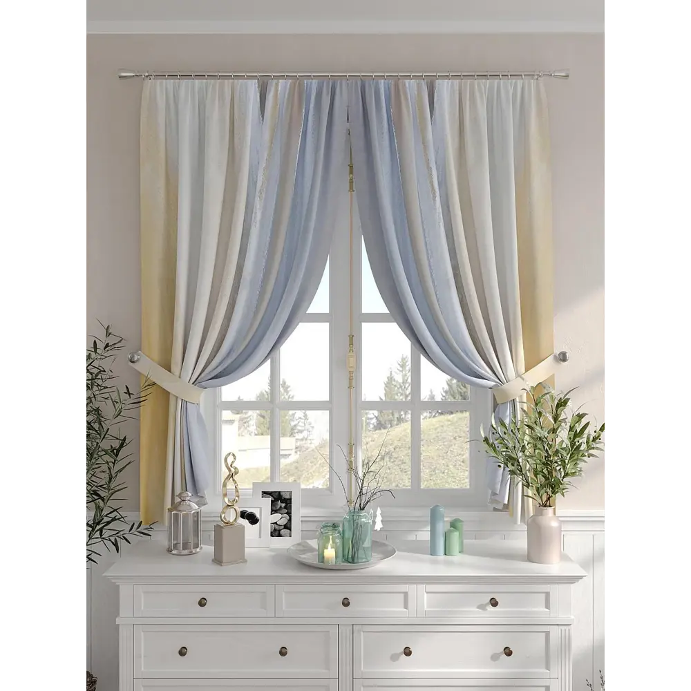 Фото 3 Комплект штор на шторной ленте Comfy Way Лирганвис 150x160 см цвет бежевый Фото 3 Комплект штор на шторной ленте Comfy Way Лирганвис 150x160 см цвет бежевый