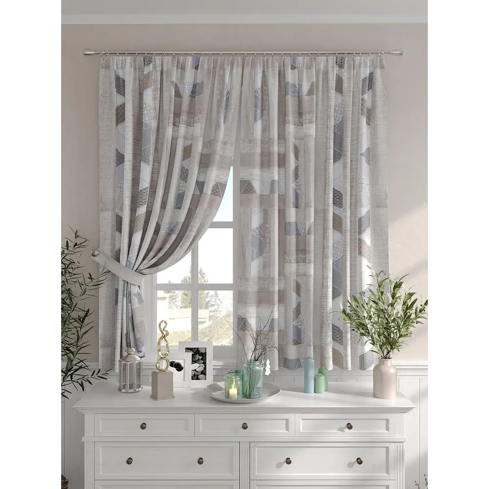 Фото 5 Комплект штор на шторной ленте Comfy Way Мирвиларт 150x160 см цвет бежевый Фото 5 Комплект штор на шторной ленте Comfy Way Мирвиларт 150x160 см цвет бежевый