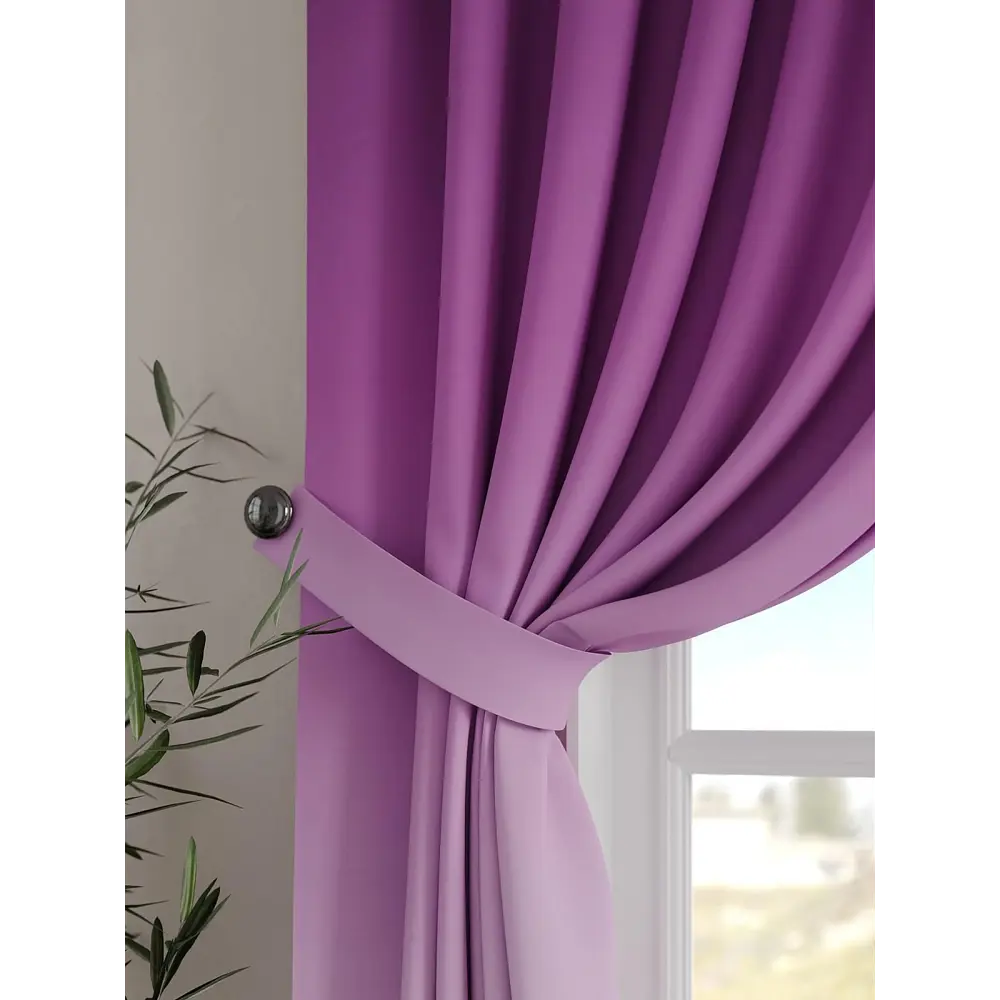 Фото 3 Комплект штор на шторной ленте Comfy Way Шолритес 150x160 см цвет фиолетовый Фото 3 Комплект штор на шторной ленте Comfy Way Шолритес 150x160 см цвет фиолетовый