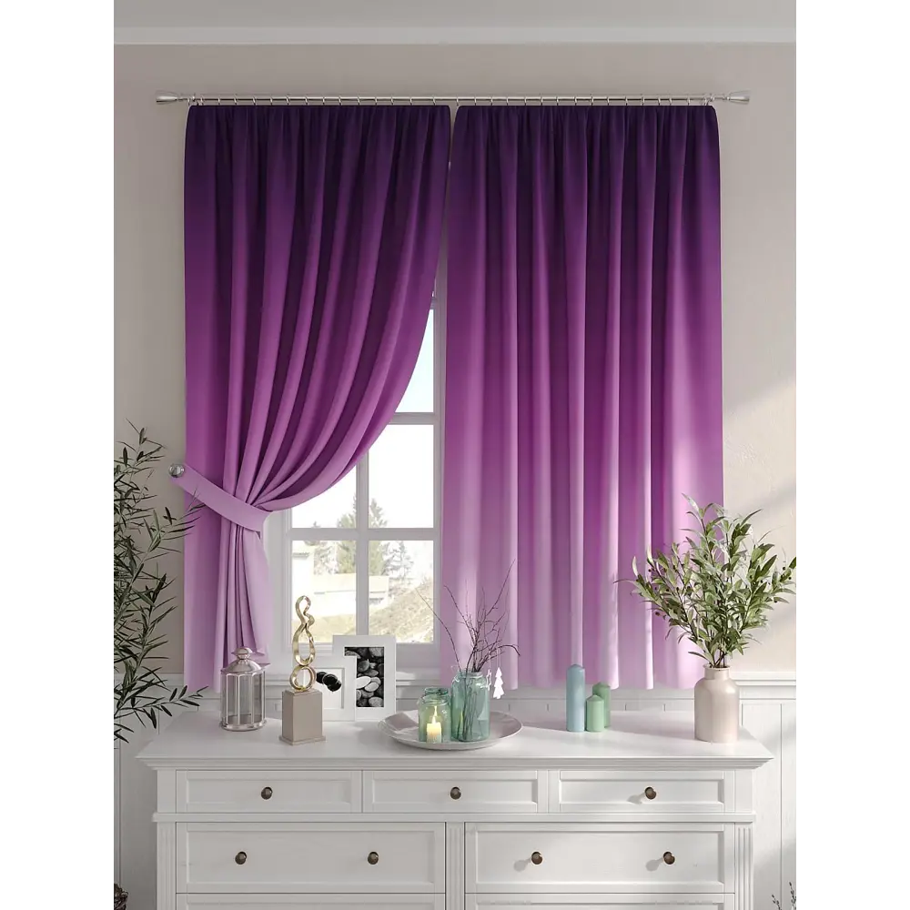 Фото 5 Комплект штор на шторной ленте Comfy Way Шолритес 150x160 см цвет фиолетовый Фото 5 Комплект штор на шторной ленте Comfy Way Шолритес 150x160 см цвет фиолетовый