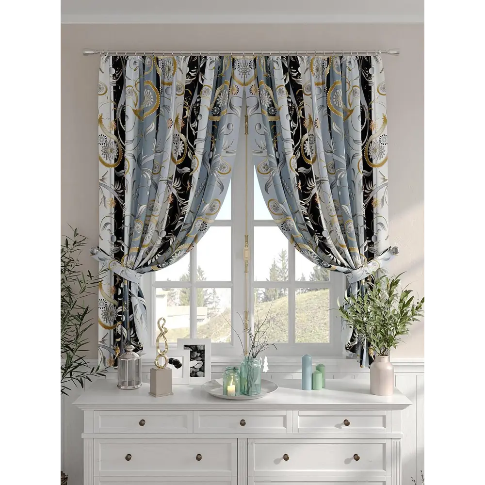 Фото 4 Комплект штор на шторной ленте Comfy Way Шенглорт 150x160 см цвет белый Фото 4 Комплект штор на шторной ленте Comfy Way Шенглорт 150x160 см цвет белый