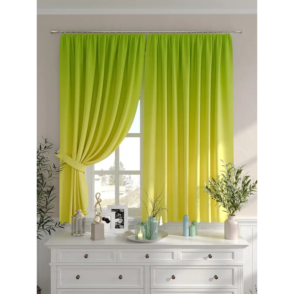 Фото 5 Комплект штор на шторной ленте Comfy Way Ванклис 150x160 см цвет зеленый Фото 5 Комплект штор на шторной ленте Comfy Way Ванклис 150x160 см цвет зеленый