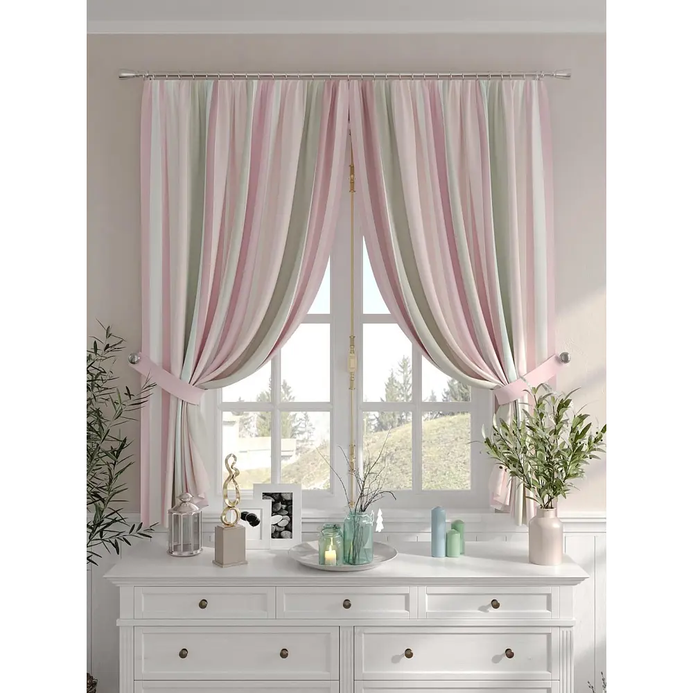 Фото 4 Комплект штор на шторной ленте Comfy Way Ленсорс 150x160 см цвет бежевый Фото 4 Комплект штор на шторной ленте Comfy Way Ленсорс 150x160 см цвет бежевый