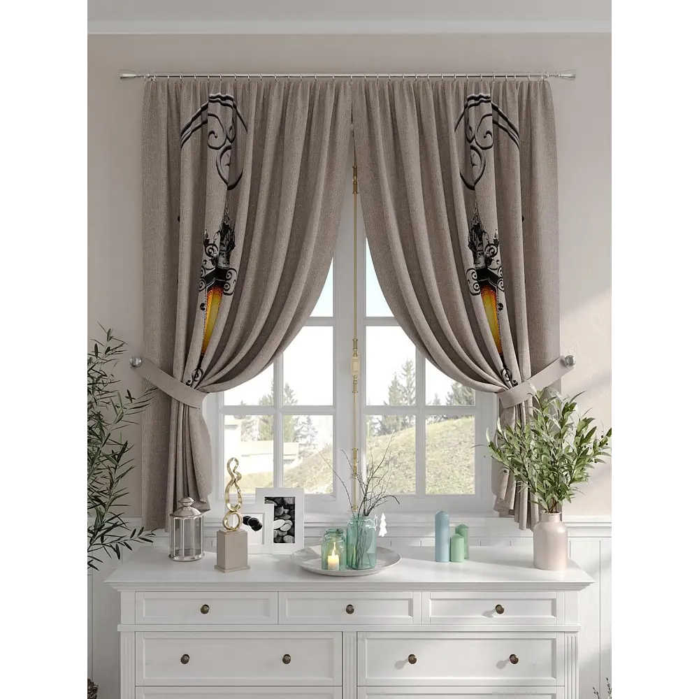 Фото 4 Комплект штор на шторной ленте Comfy Way Теронфис 150x160 см цвет бежевый Фото 4 Комплект штор на шторной ленте Comfy Way Теронфис 150x160 см цвет бежевый