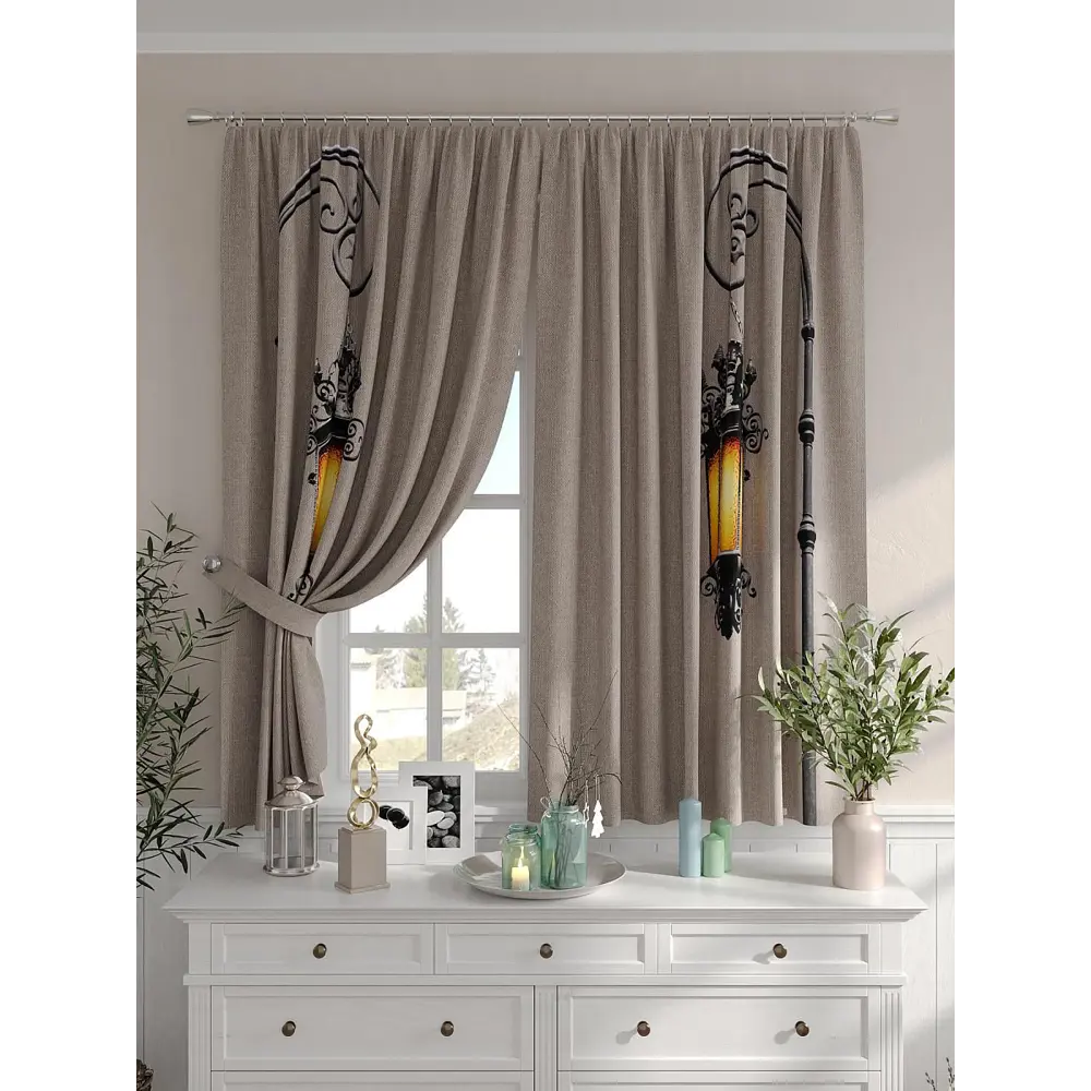 Фото 5 Комплект штор на шторной ленте Comfy Way Теронфис 150x160 см цвет бежевый Фото 5 Комплект штор на шторной ленте Comfy Way Теронфис 150x160 см цвет бежевый