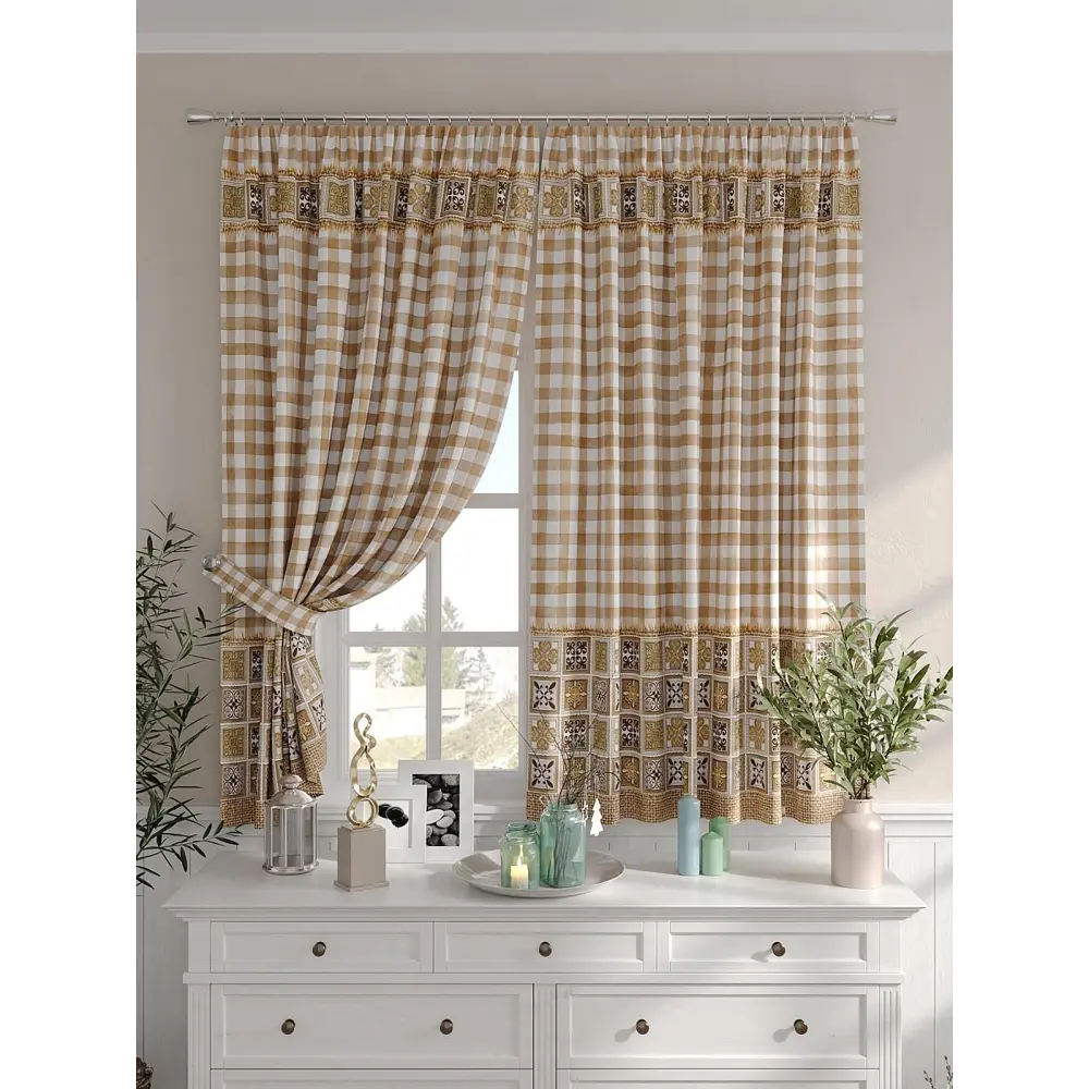 Фото 5 Комплект штор на шторной ленте Comfy Way Форниварт 150x160 см цвет бежевый Фото 5 Комплект штор на шторной ленте Comfy Way Форниварт 150x160 см цвет бежевый