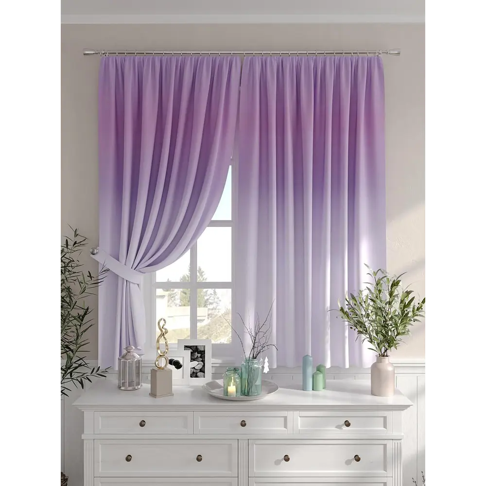 Фото 5 Комплект штор на шторной ленте Comfy Way Риманирис 150x160 см цвет фиолетовый Фото 5 Комплект штор на шторной ленте Comfy Way Риманирис 150x160 см цвет фиолетовый