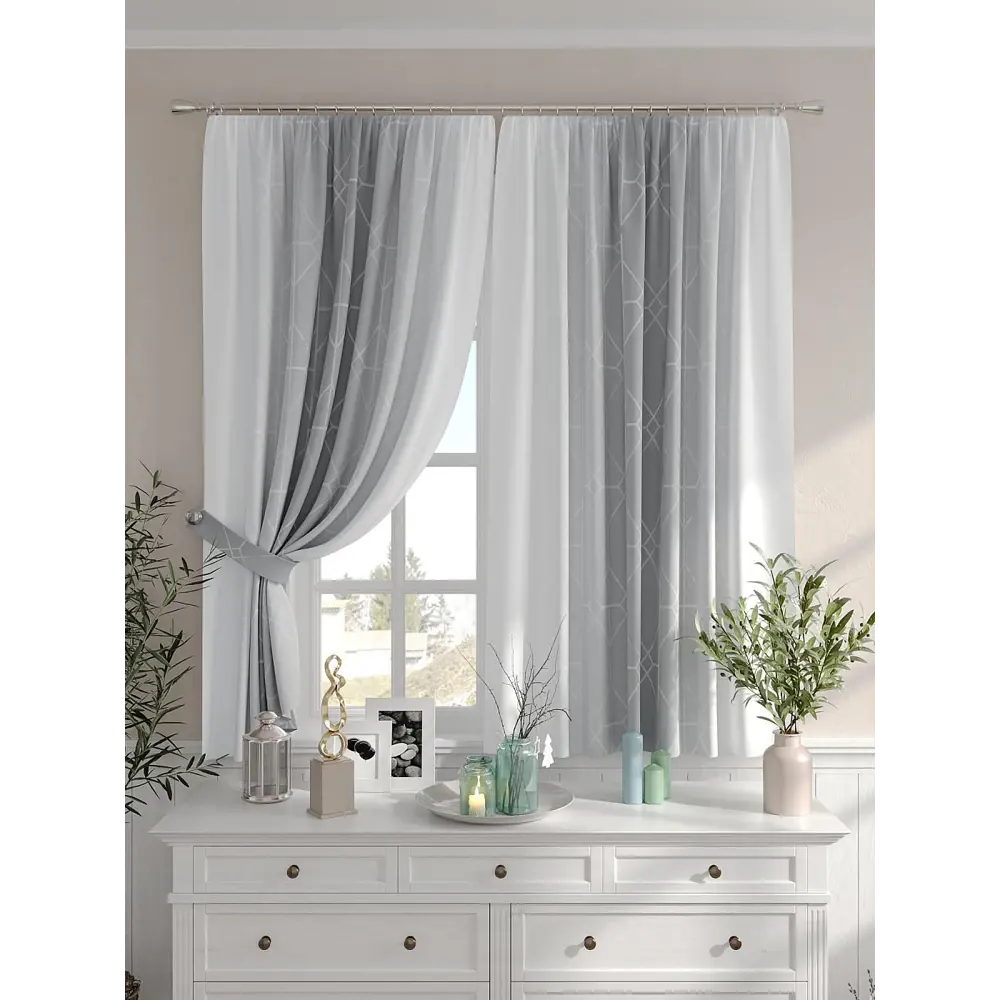 Фото 4 Комплект штор на шторной ленте Comfy Way Гилонрис 150x160 см цвет белый Фото 4 Комплект штор на шторной ленте Comfy Way Гилонрис 150x160 см цвет белый