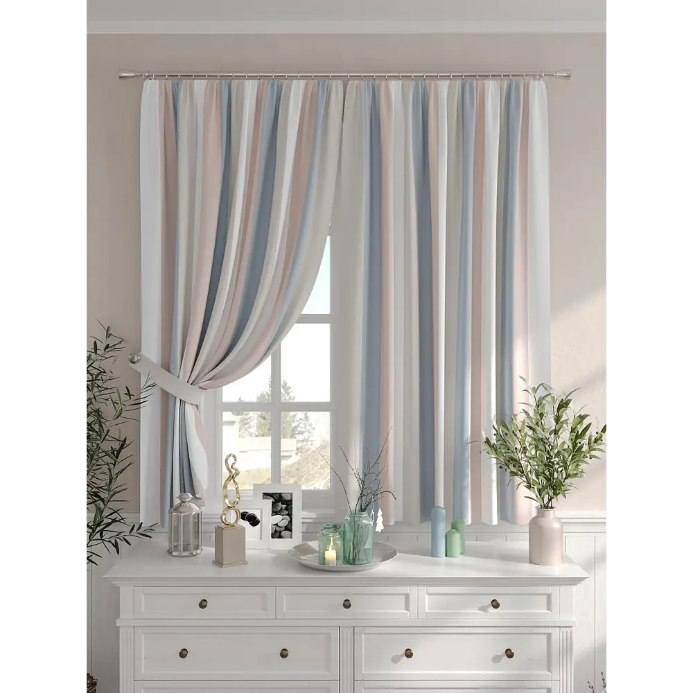 Фото 5 Комплект штор на шторной ленте Comfy Way Лорвиат 150x160 см цвет бежевый Фото 5 Комплект штор на шторной ленте Comfy Way Лорвиат 150x160 см цвет бежевый