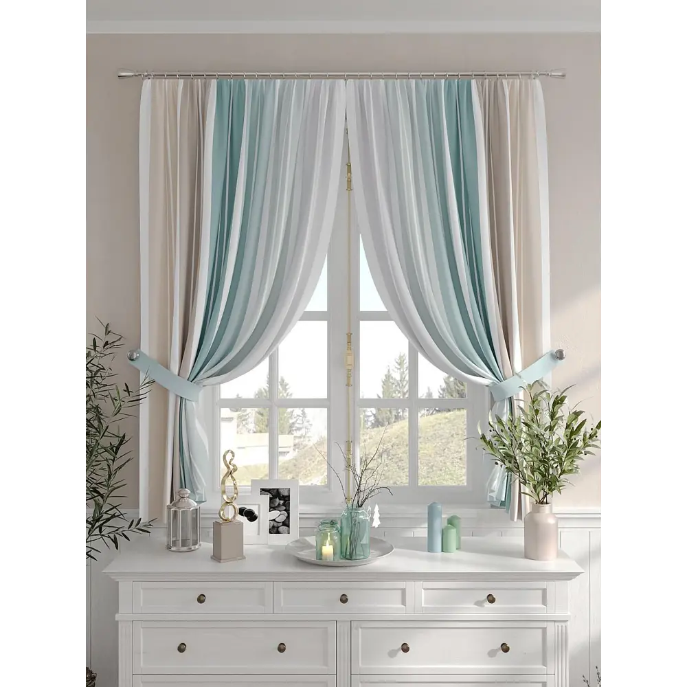 Фото 4 Комплект штор на шторной ленте Comfy Way Марвилат 150x160 см цвет бежевый Фото 4 Комплект штор на шторной ленте Comfy Way Марвилат 150x160 см цвет бежевый