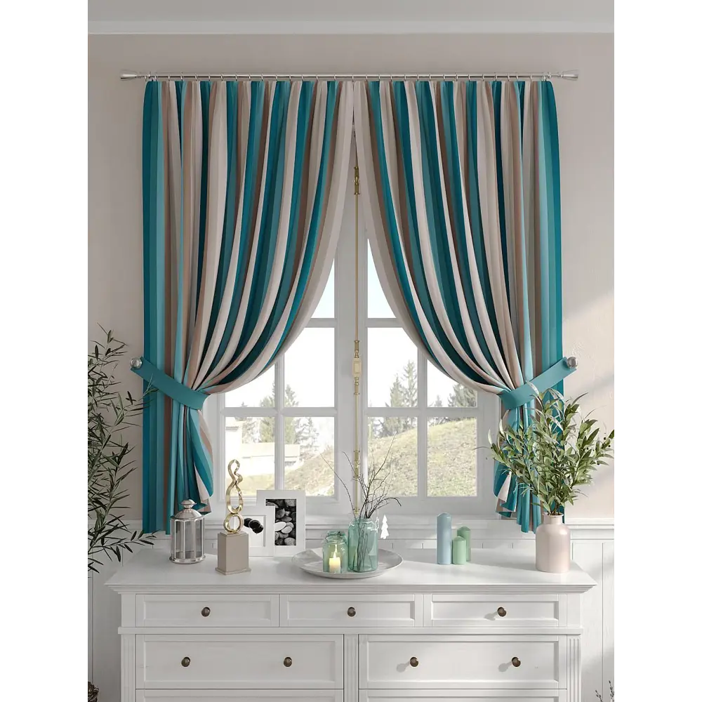 Фото 4 Комплект штор на шторной ленте Comfy Way Ларвиарс 150x160 см цвет бежевый Фото 4 Комплект штор на шторной ленте Comfy Way Ларвиарс 150x160 см цвет бежевый