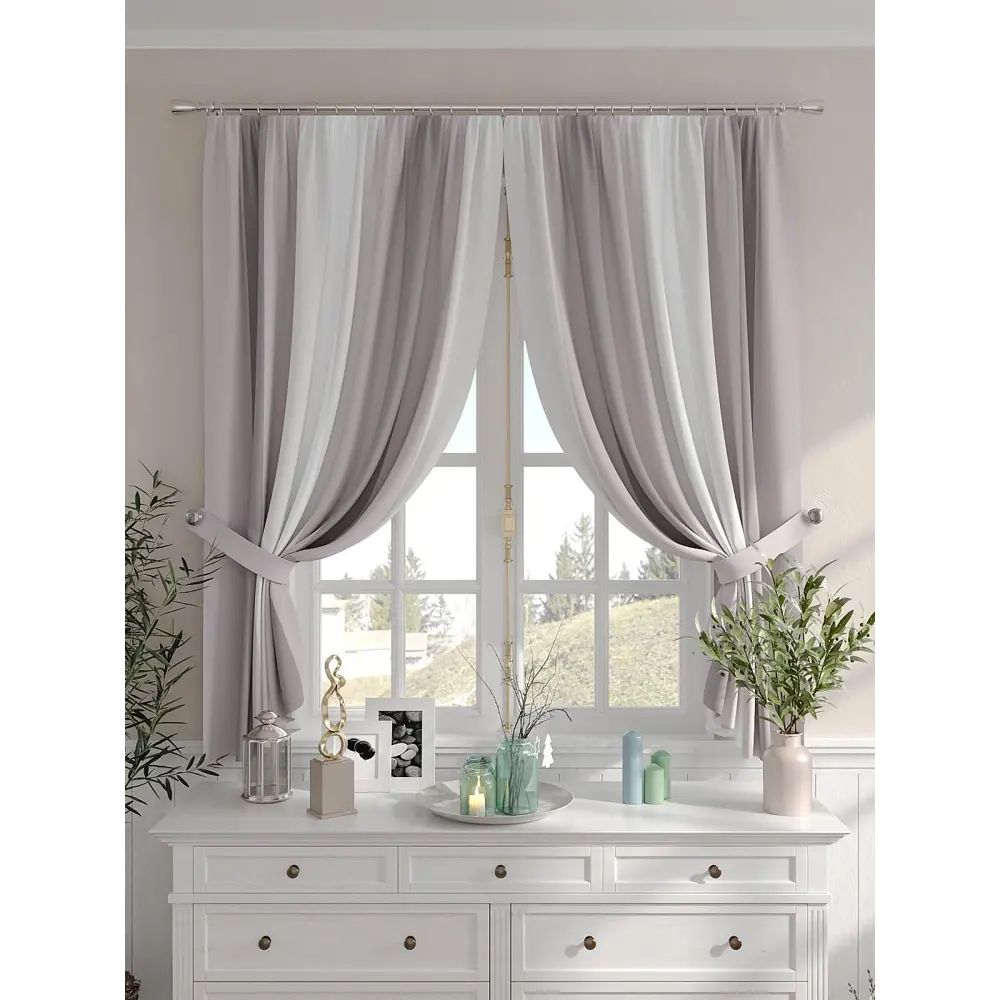Фото 4 Комплект штор на шторной ленте Comfy Way Мирфират 150x160 см цвет белый Фото 4 Комплект штор на шторной ленте Comfy Way Мирфират 150x160 см цвет белый