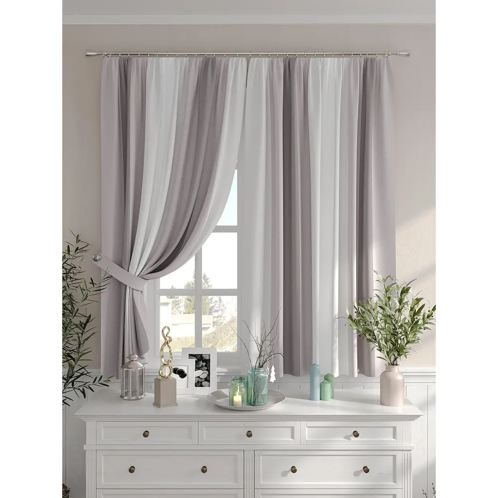 Фото 5 Комплект штор на шторной ленте Comfy Way Мирфират 150x160 см цвет белый Фото 5 Комплект штор на шторной ленте Comfy Way Мирфират 150x160 см цвет белый