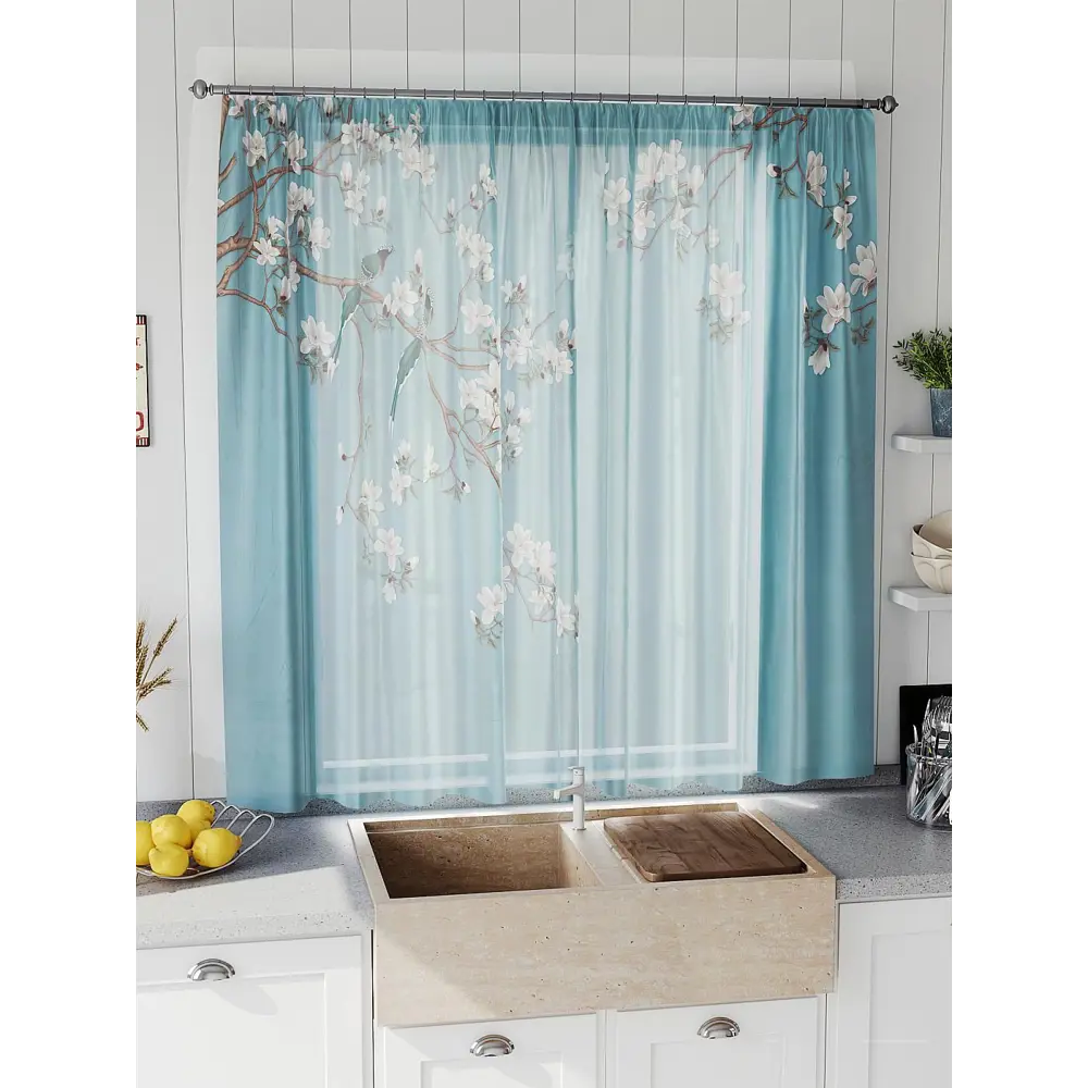 Фото 4 Тюль на шторной ленте Comfy Way Линфорт - 720 300x150 см цвет синий