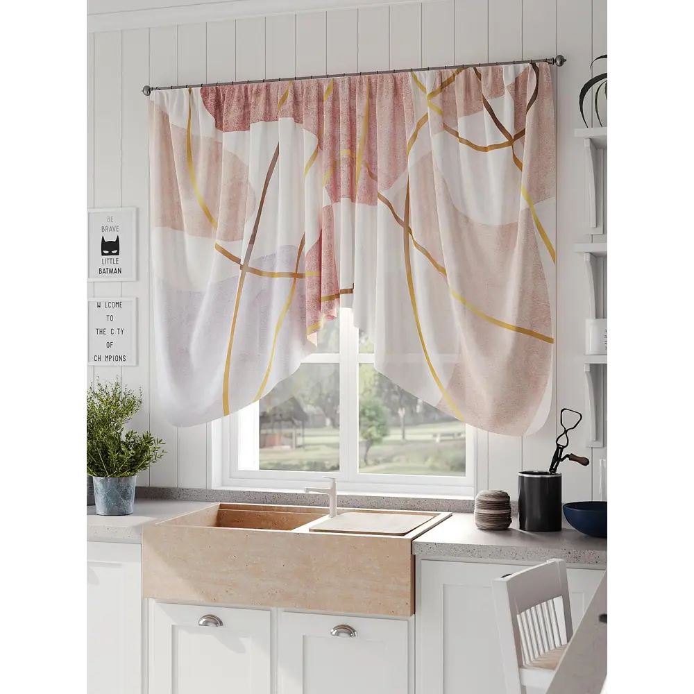 Фото Штора на шторной ленте Comfy Way Риновирс 300x130 см цвет бежевый Фото Штора на шторной ленте Comfy Way Риновирс 300x130 см цвет бежевый