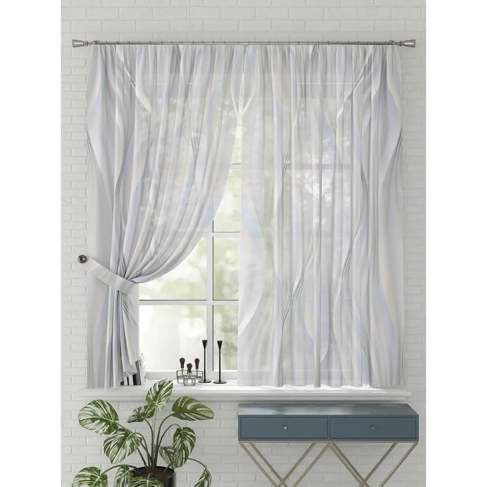Фото 4 Комплект штор на шторной ленте Comfy Way Нейта 150x170 см цвет бежевый