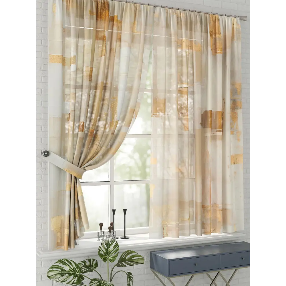Фото 2 Комплект штор на шторной ленте Comfy Way Намита 150x170 см цвет бежевый Фото 2 Комплект штор на шторной ленте Comfy Way Намита 150x170 см цвет бежевый