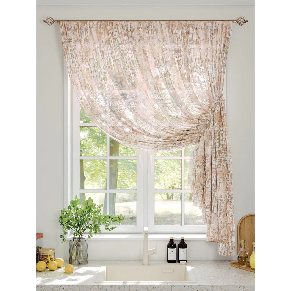 Фото 2 Тюль на шторной ленте Comfy Way Диниро 300x150 см цвет бежевый Фото 2 Тюль на шторной ленте Comfy Way Диниро 300x150 см цвет бежевый