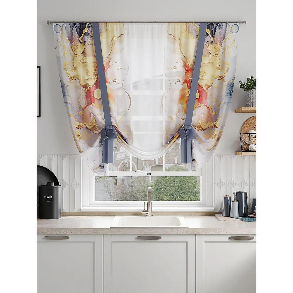 Фото 3 Тюль на шторной ленте Comfy Way Таника 150x150 см цвет бежевый Фото 3 Тюль на шторной ленте Comfy Way Таника 150x150 см цвет бежевый