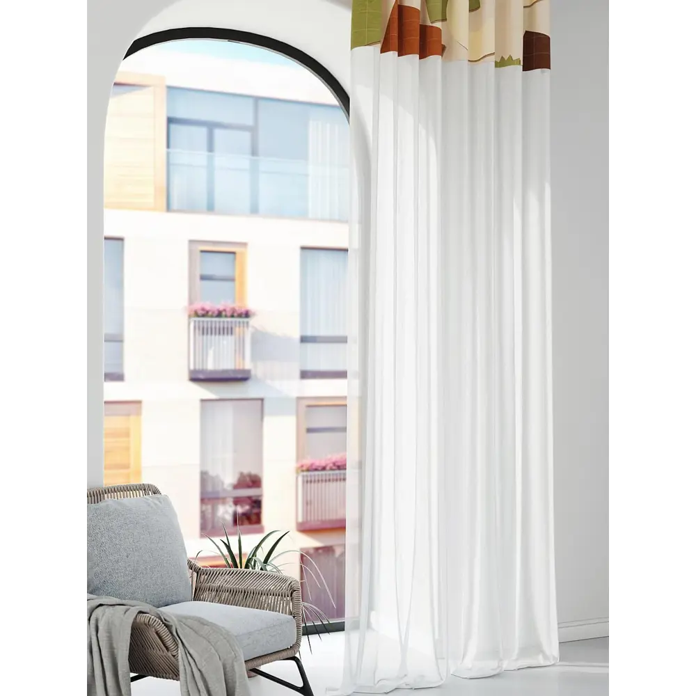 Фото 3 Штора на шторной ленте Comfy Way Лорфиронс 150x250 см цвет белый Фото 3 Штора на шторной ленте Comfy Way Лорфиронс 150x250 см цвет белый
